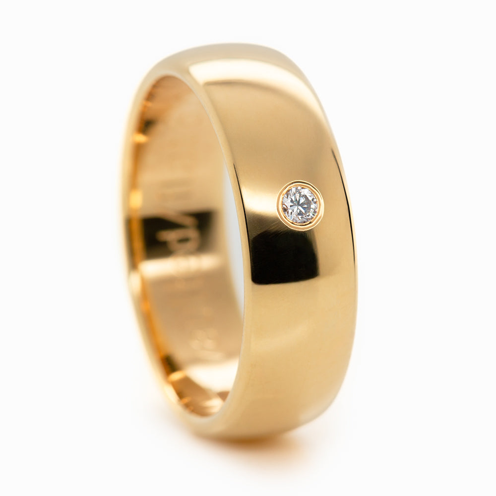 Niessing 6mm Diamond Vaulted Flat Shank Profile Ring - 18ct Yellow Gold Polished (AOYNTVF6Y2-14)