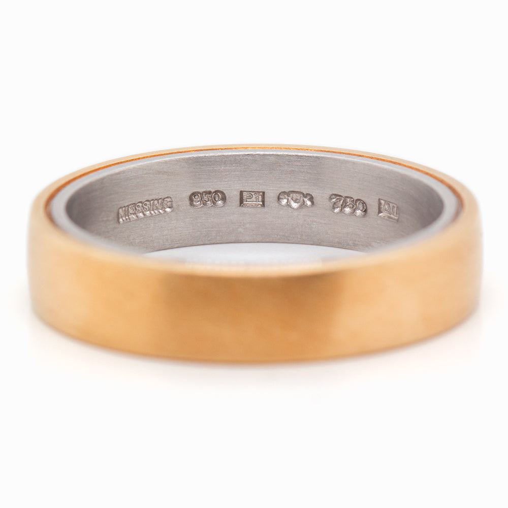 Niessing 5mm Rectangular Shank Profile Ring - 18ct Yellow Gold Outer, Platinum Inner Silk Matt (AOYG0381-25)