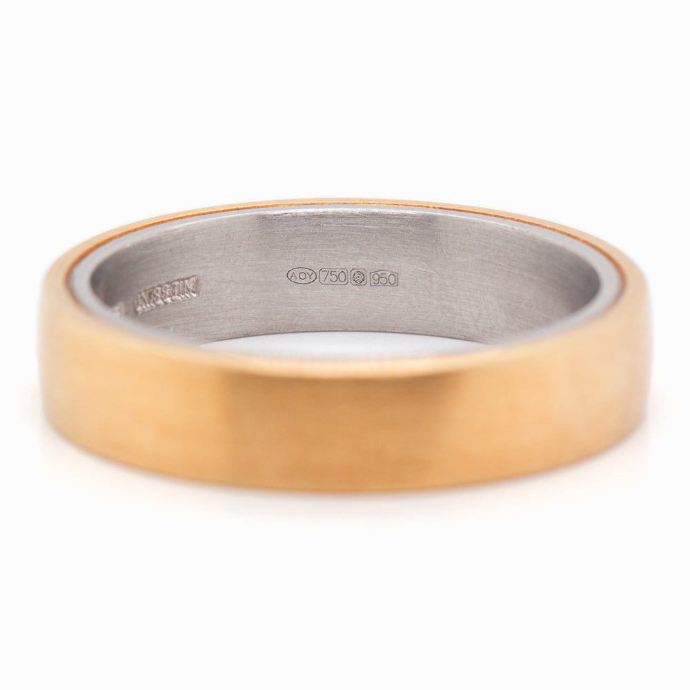 Niessing 5mm Rectangular Shank Profile Ring - 18ct Yellow Gold Outer, Platinum Inner Silk Matt (AOYG0381-25)