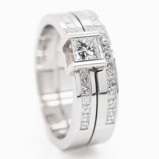 Andrew Geoghegan 'Box Highlight' Ring Set - 0.25ct G/Vs Princess-Cut Diamond - 18ct White Gold (AOYG01270/71))