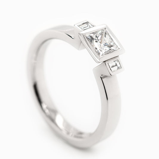 Andrew Geoghegan 'Decadance' Ring - 0.54ct G/Vvs Princess-Cut Diamond - 18ct White Gold (AOYG0399)