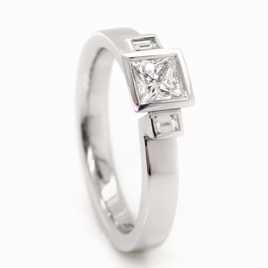 Andrew Geoghegan 'Decadance' Ring - 0.54ct G/Vvs Princess-Cut Diamond - 18ct White Gold (AOYG0399)