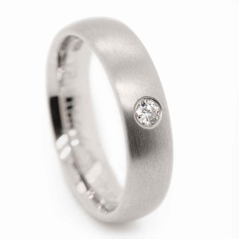 Niessing 5mm Diamond Vaulted Round Shank Profile Ring - 18ct Grey Gold Silk Matt (AOYNTVR5G-5)