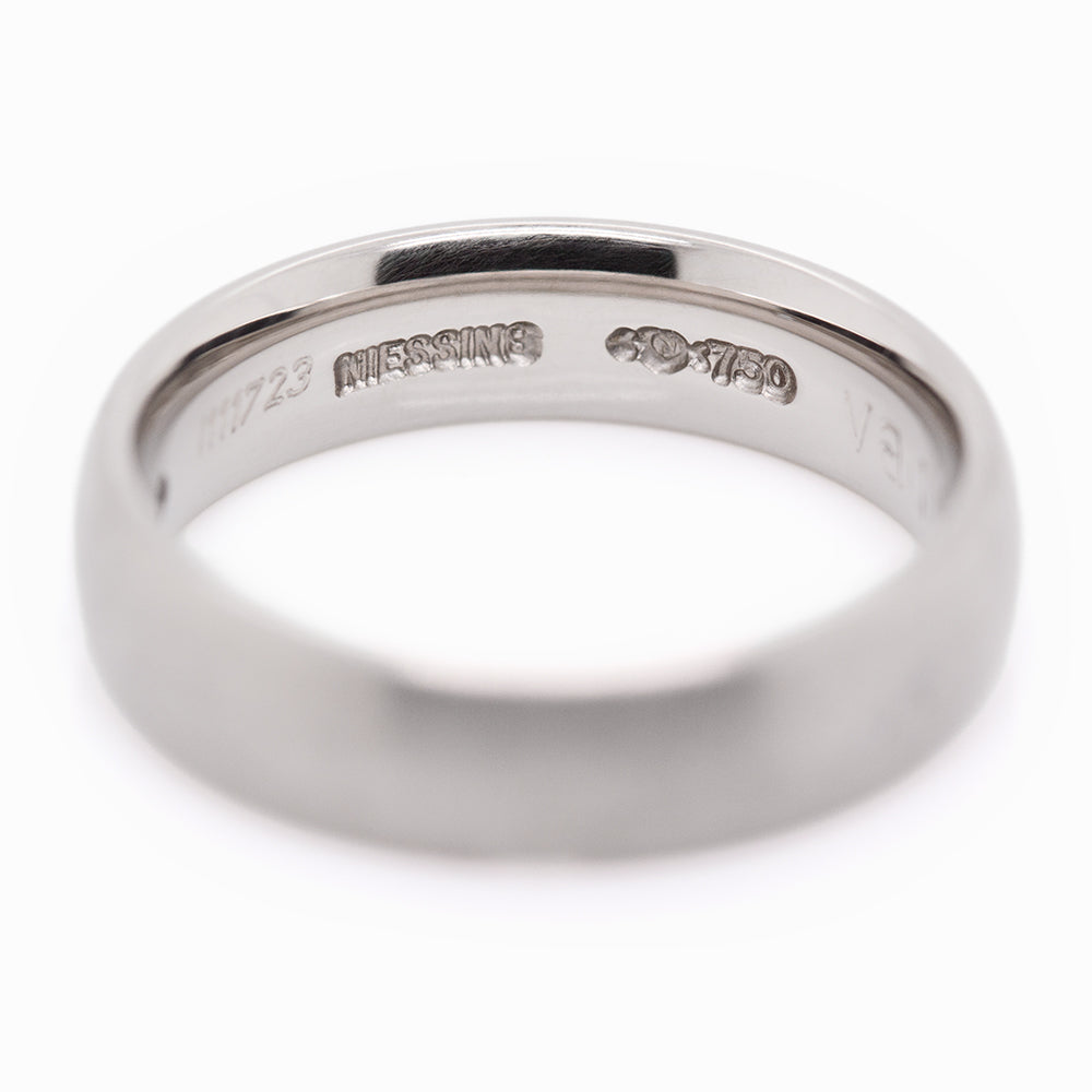 Niessing 5mm Diamond Vaulted Round Shank Profile Ring - 18ct Grey Gold Silk Matt (AOYNTVR5G-5)