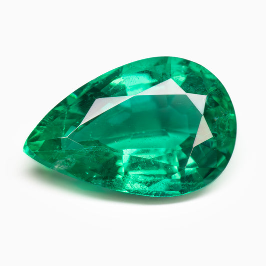 9.85x6.48mm Pear-Shape Zambian Emerald Certificated (EMP008)