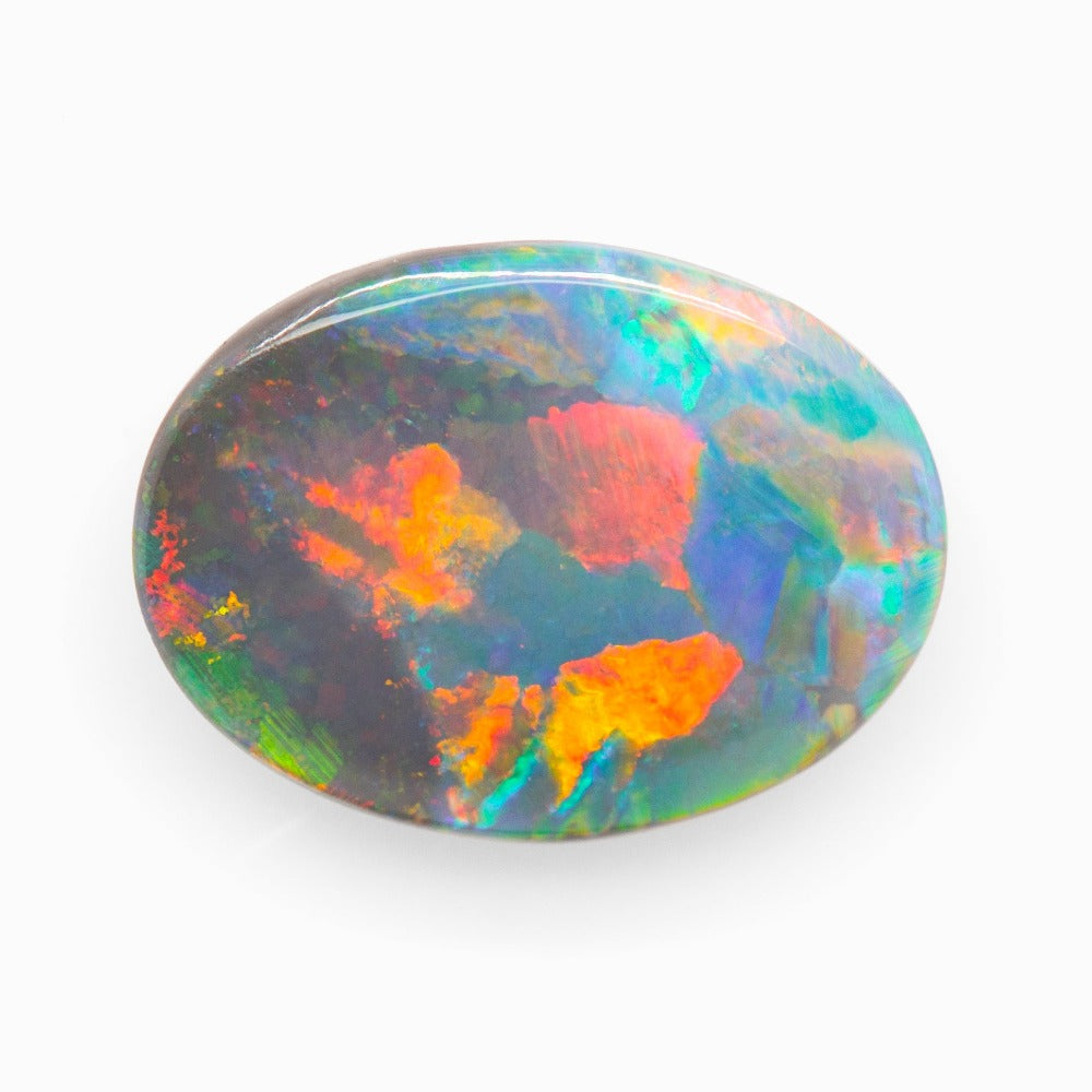 9.15x7.04mm Oval Lightning Ridge Black Opal 0.75ct (OPBV112)
