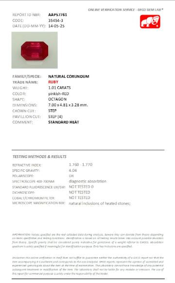 7.00x4.81mm Octagonal Ruby Certificated (RUE007)