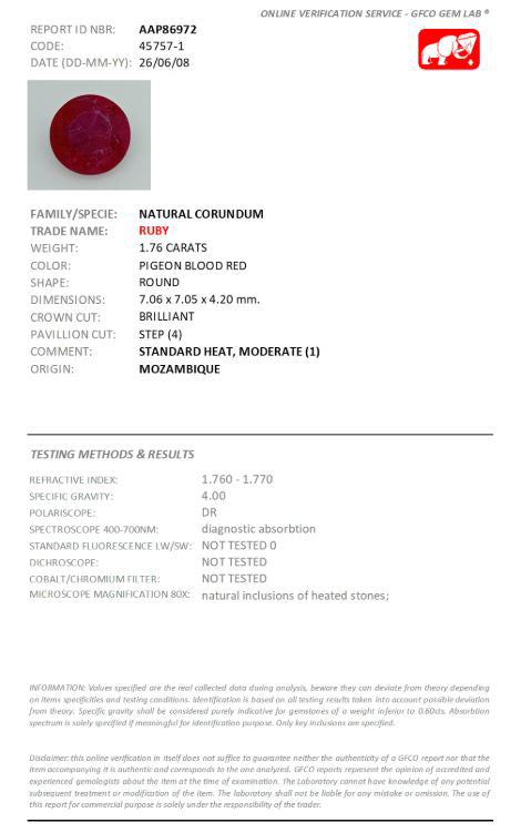 7.06mm Round Ruby - Certificated (RUR044)