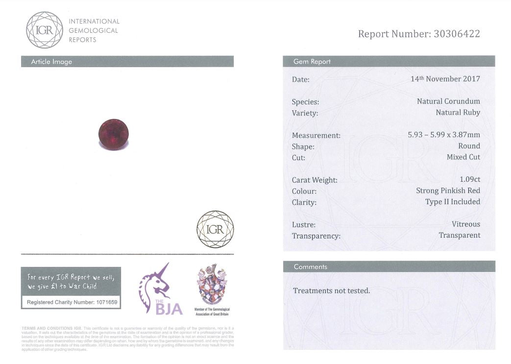 5.93-5.99mm Round Ruby - Certificated (RUR60C)
