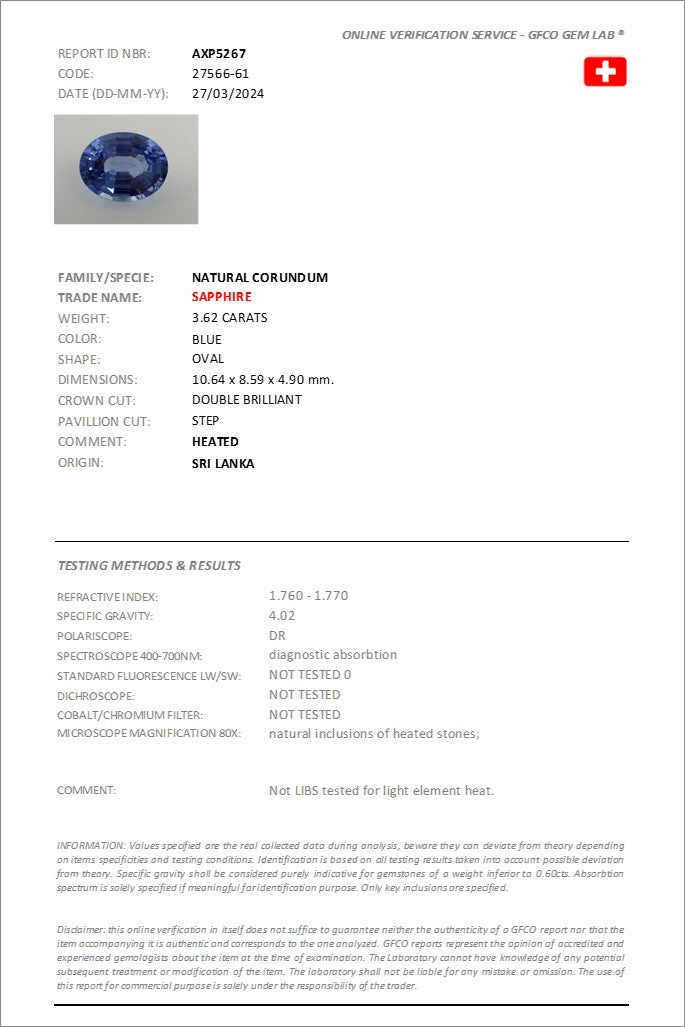 10.64x8.59mm Oval Sapphire Certificated (SACV001)