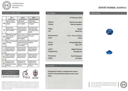 6.12-6.16mm Round Ceylon Sapphire Certificated (SAR112)
