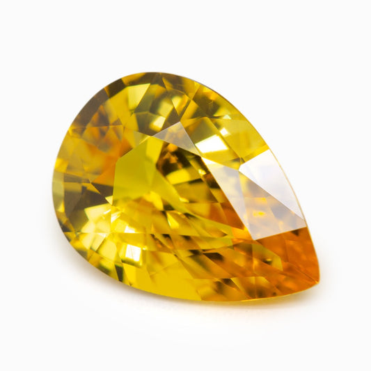[SOLD] 11.54x8.19mm Pear-Shape Yellow Sapphire Certificated (SAYP128)
