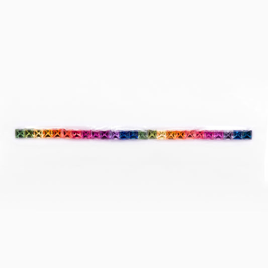 [SOLD] 2.5mm Princess-Cut Rainbow Sapphire Set (SARR205)