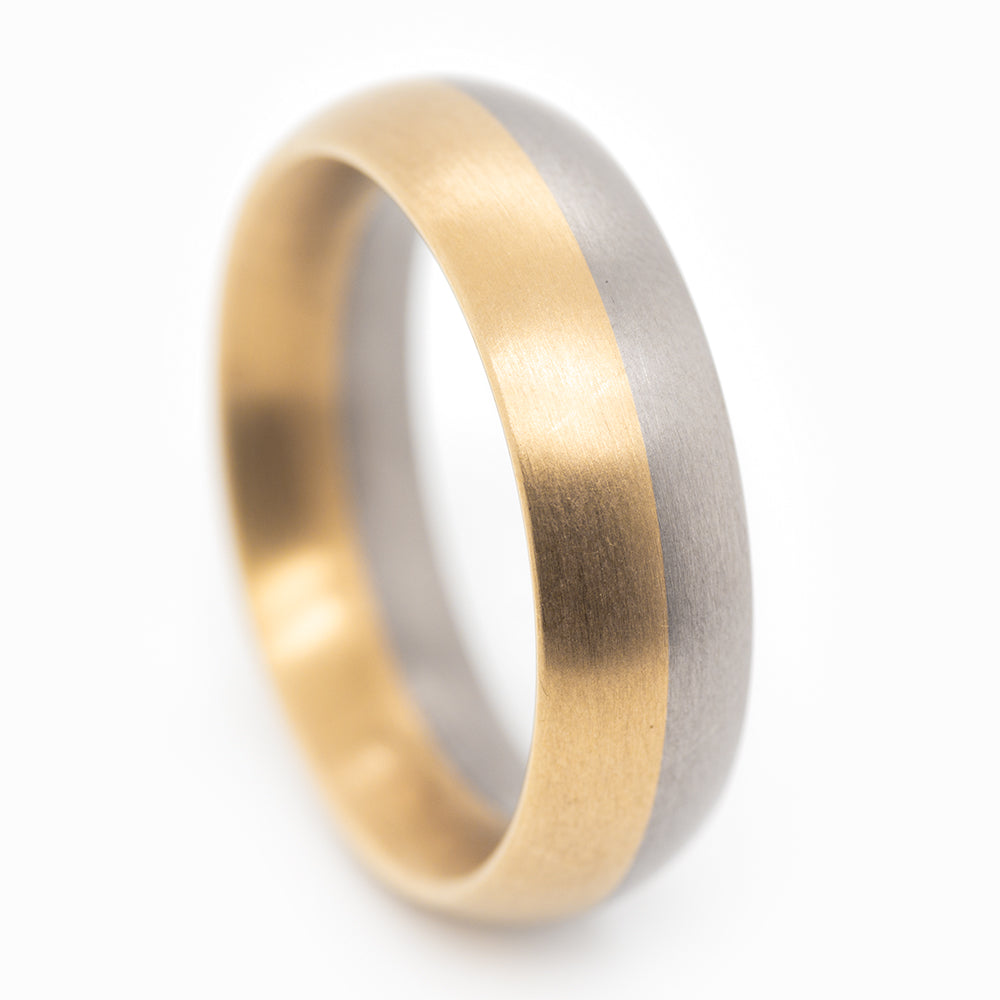 Niessing 6mm Oval Shank Profile Ring - 18ct Grey & Yellow Gold Silk Matt (AOYNTV06YG-18)
