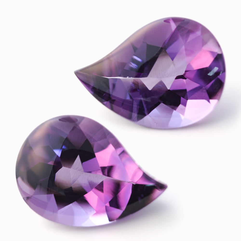 11x8mm Paisley-Cut Buff-Top Amethyst Pair (AMPP118)