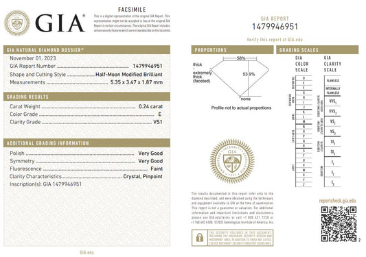 5.3x3.5mm - Half-Moon Diamonds Certificated (DIMK659)