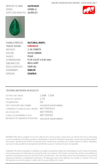 9.59x6.07mm Pear-Shape Emerald - Certificated (EMP011)