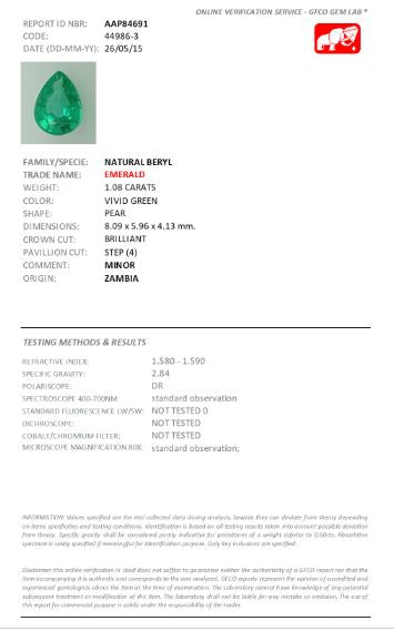 8.09x5.96mm Pear-Shape Emerald - Certificated (EMP012)