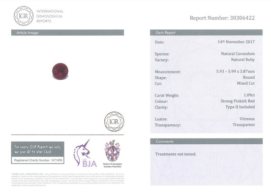 5.93-5.99mm Round Ruby Certificated (RUR60C)