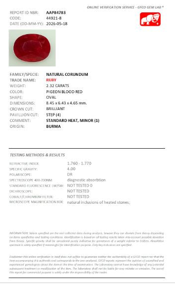 8.45x6.43mm Oval Ruby - Certificated (RUV121)