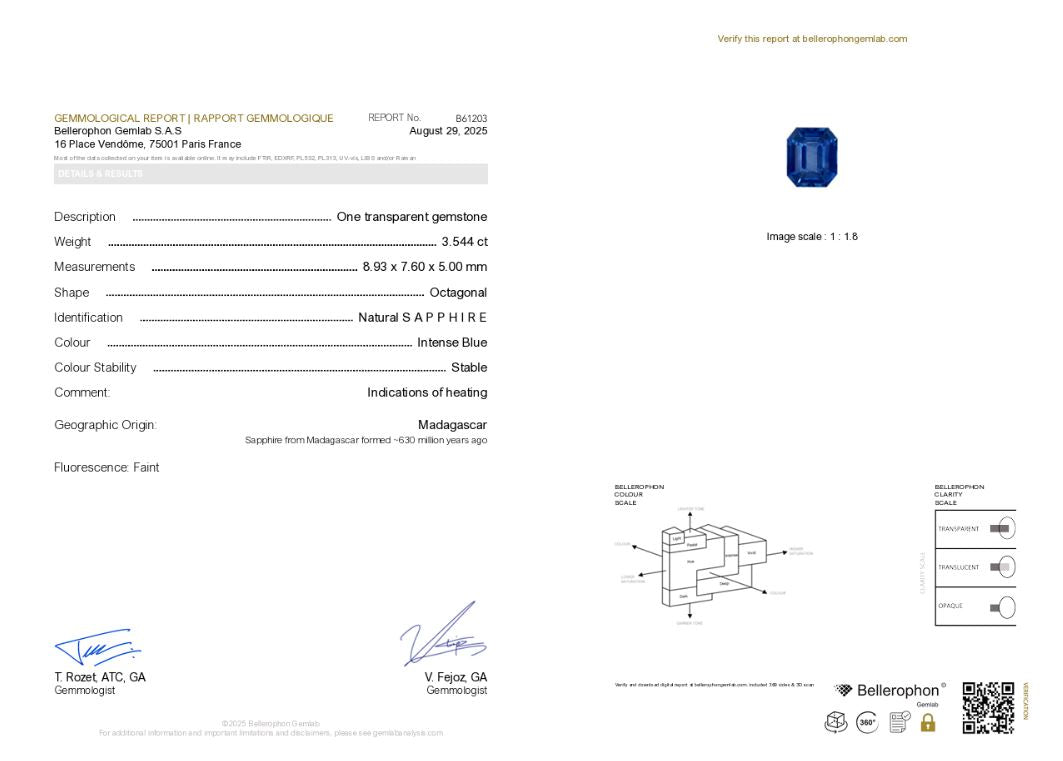 8.93x7.60mm Octagonal Madagascan Sapphire - Certificated (SACE015)