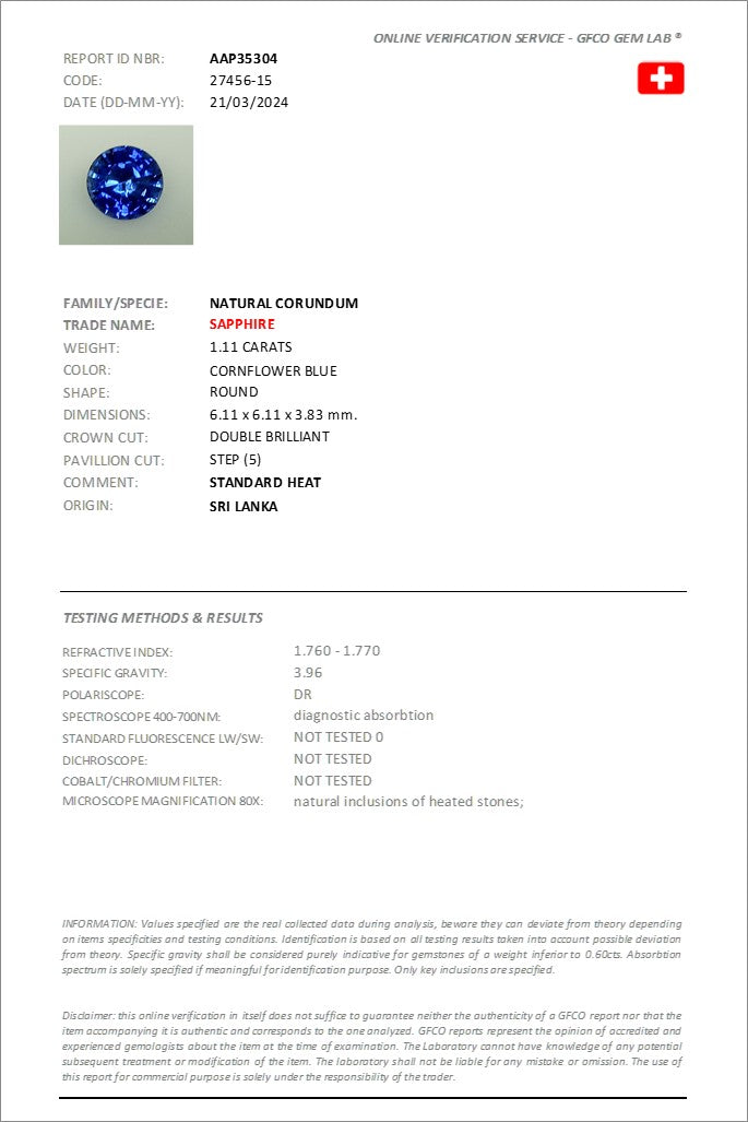 6.1mm Round Ceylon Sapphire Certificated (SACR009)