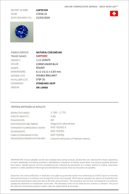 6.1mm Round Ceylon Sapphire Certificated (SACR009)