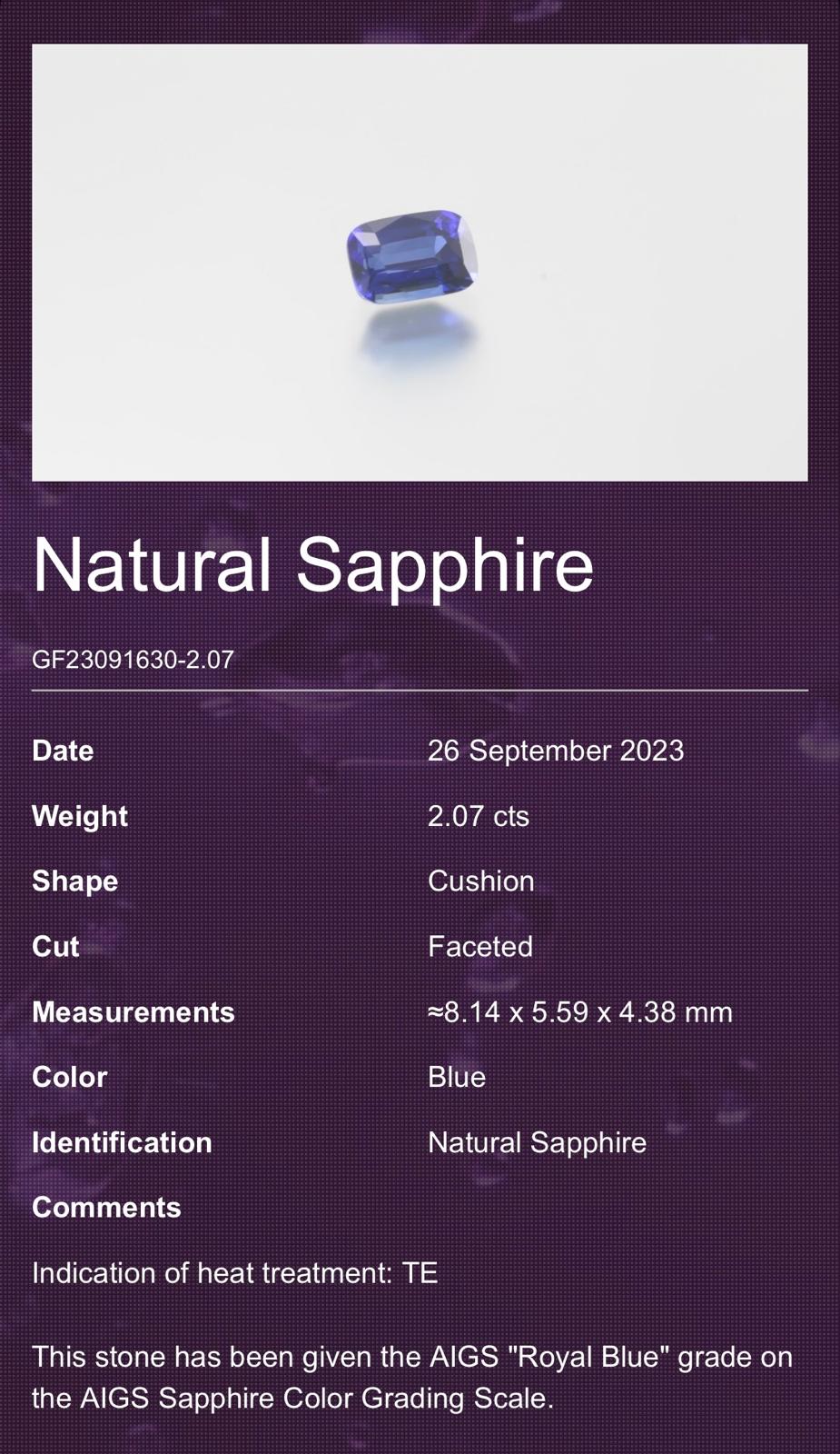 8.14x5.59mm Cushion Ceylon Sapphire - Certificated (SACU005)