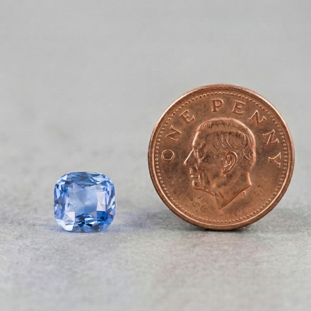 8.38x8.18mm Cushion Ceylon Sapphire - Certificated (SACU007)