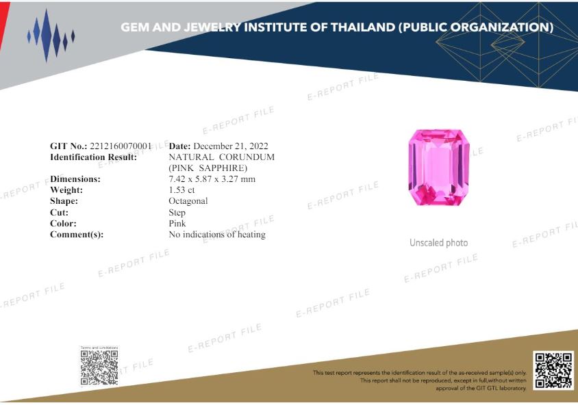 7.4x5.87mm Octagonal Pink Sapphire - No Heat - Certificated (SAPE001)