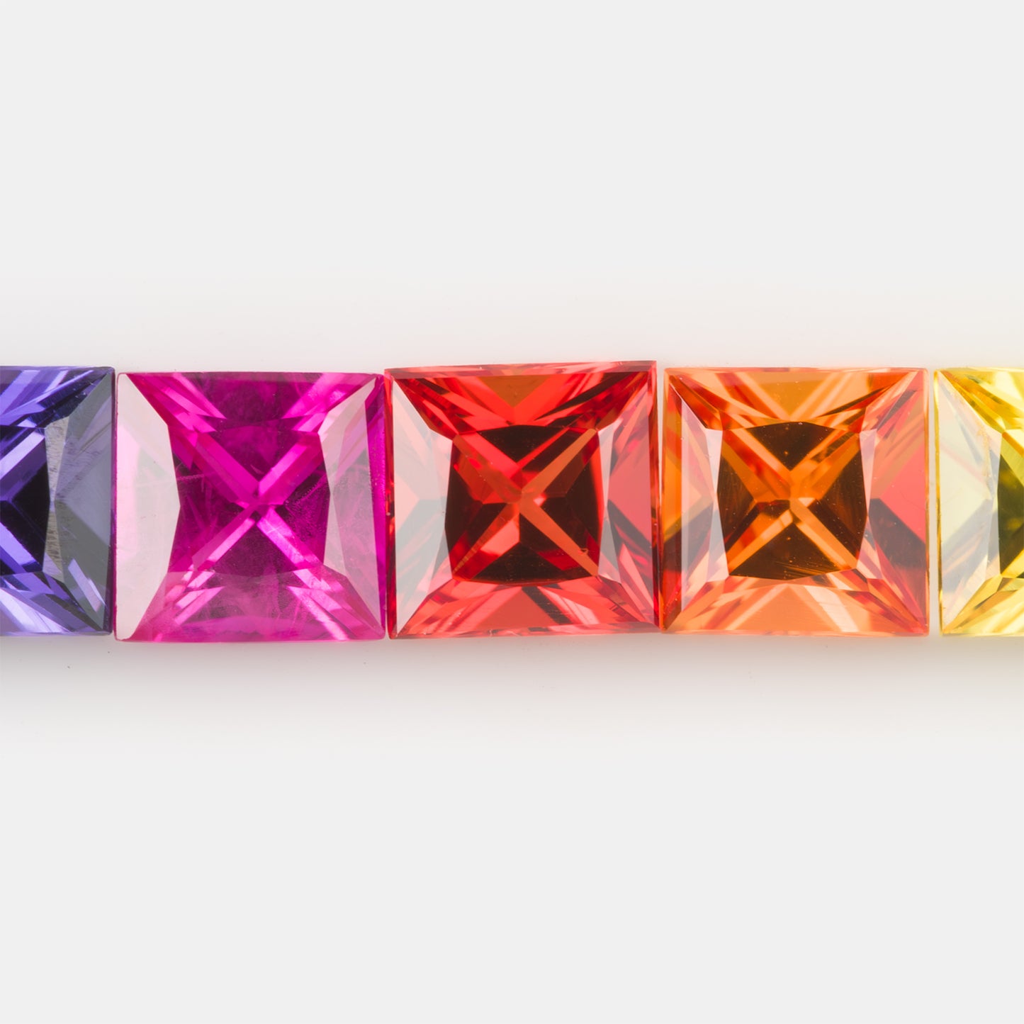 [SOLD] 3mm Princess-Cut Rainbow Sapphire Set (SARR216)