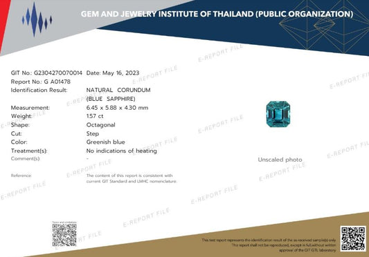 6.5x5.9mm Octagonal Teal Sapphire Certificated (SATE003)