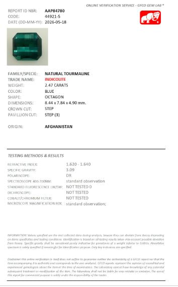 8.44x7.8mm Emerald Cut Fancy Cut Indicolite Tourmaline - Certificated (TOGE007)