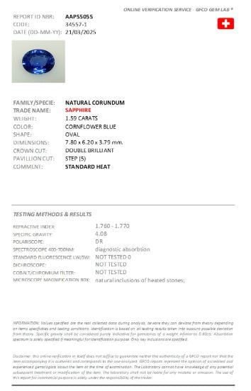 7.80x6.20mm Oval Ceylon Sapphire Certificated (SACV014)